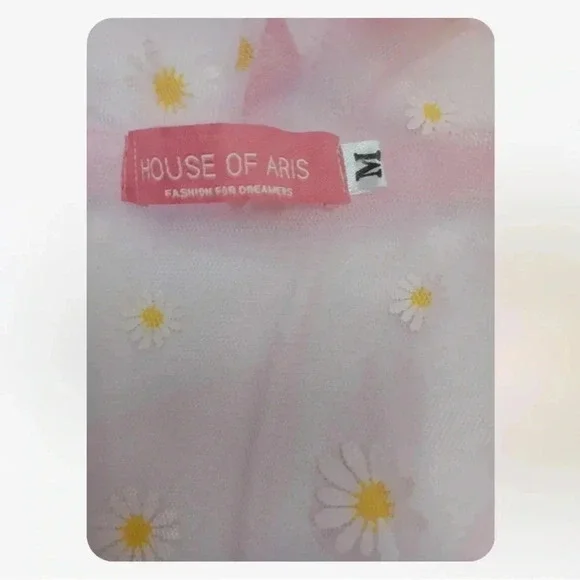 House Of Aris Sheer Pink Daisy Festival Cardigan Over Sized Hood Size  Medium - Picture 10 of 11